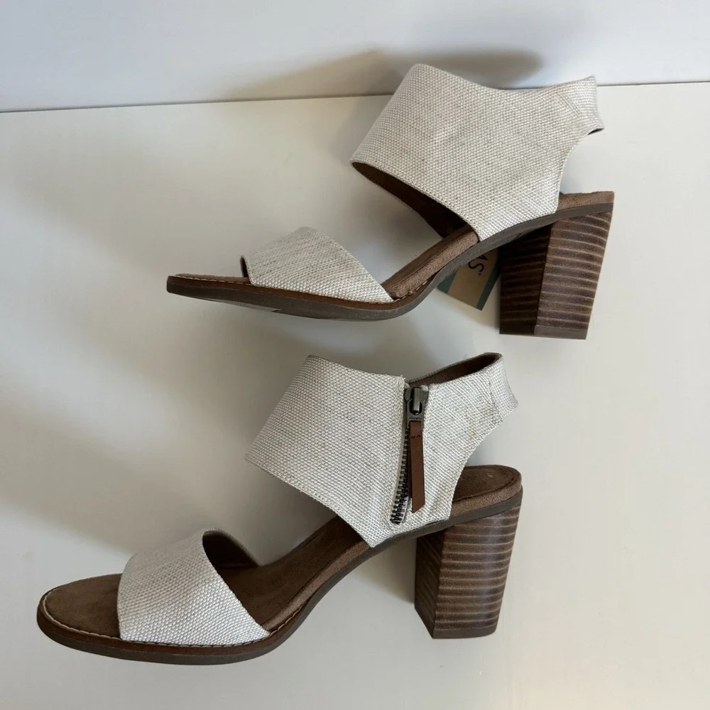 NWT TOMS Majorca Cutout Sandal -Natural Yarn Dye Cottagecore Modest Chic Comfort